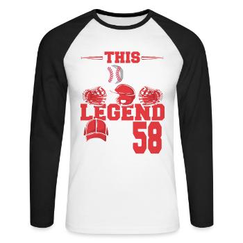 This sports legend is now 58, baseball game - Unisex Long Sleeve Baseball T-Shirt - white/black - Front - Nik (191cm)