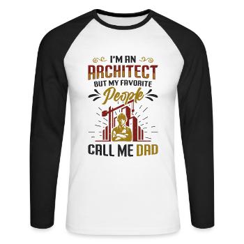 Je suis architecte - T-shirt baseball manches longues Homme - blanc/noir - Devant - Nik (191cm)