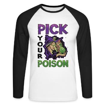 Choose your poison, Halloween, snake - Unisex Long Sleeve Baseball T-Shirt - white/black - Front - Nik (191cm)