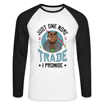 Plus qu’un seul échange que je promets - T-shirt baseball manches longues Homme - blanc/noir - Devant - Nik (191cm)