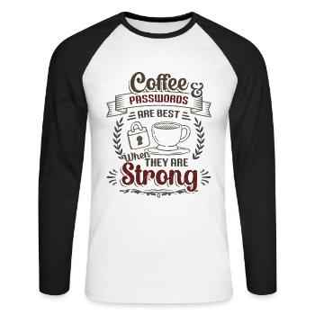 Coffee, password - Unisex Long Sleeve Baseball T-Shirt - white/black - Front - Nik (191cm)