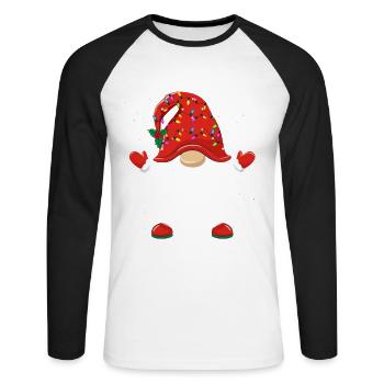 Christmas Dwarf Dad Gnome Christmas Families - Unisex Long Sleeve Baseball T-Shirt - white/black - Front - Nik (191cm)