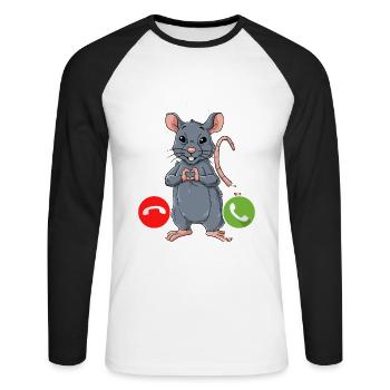 Mein Ratte Ruft An - Unisex Baseballshirt langarm - Weiß/Schwarz - Vorne - Nik (191cm)