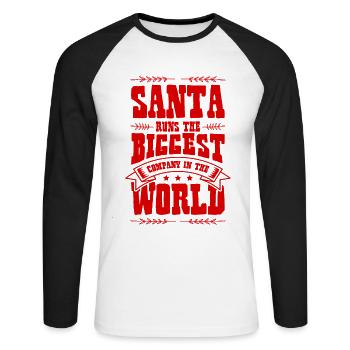 Santa Christmas - Unisex Long Sleeve Baseball T-Shirt - white/black - Front - Nik (191cm)