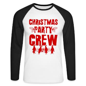 Christmas Party Crew - Unisex Long Sleeve Baseball T-Shirt - white/black - Front - Nik (191cm)