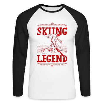 Légende du ski - T-shirt baseball manches longues Homme - blanc/noir - Devant - Nik (191cm)