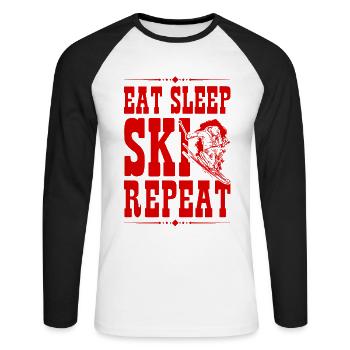 Manger dormir Ski Répéter - T-shirt baseball manches longues Homme - blanc/noir - Devant - Nik (191cm)