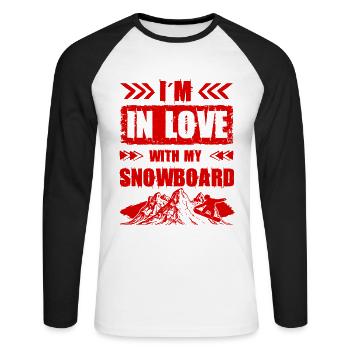 love Snowboarding - Unisex Baseballshirt langarm - Weiß/Schwarz - Vorne - Nik (191cm)