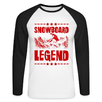 Légende du snowboard - T-shirt baseball manches longues Homme - blanc/noir - Devant - Nik (191cm)