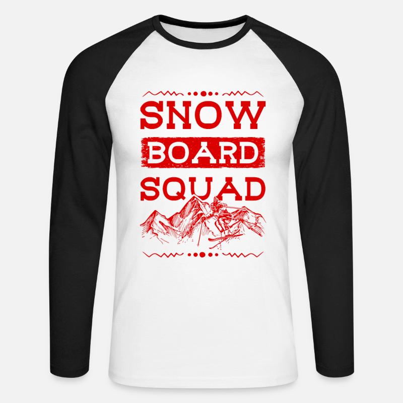 Snowboard Squad - Unisex Baseballshirt langarm - Weiß/Schwarz