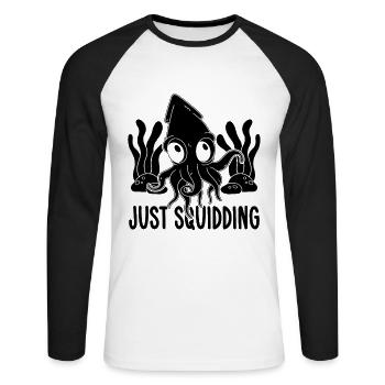 Just Squidding Underwater Animals Marine Biologist - Unisex Baseballshirt langarm - Weiß/Schwarz - Vorne - Nik (191cm)