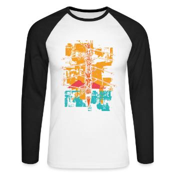Paint Splatter Dragon Boat Racing Paddlers Drache - Unisex Long Sleeve Baseball T-Shirt - white/black - Front - Nik (191cm)