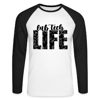 Lab Tech Life Loves Science Laboratory Technician - Unisex Long Sleeve Baseball T-Shirt - white/black - Front - Nik (191cm)