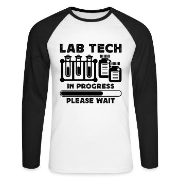 Technicien de laboratoire en sciences médicales - T-shirt baseball manches longues Homme - blanc/noir - Devant - Nik (191cm)
