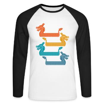 Pagayeurs rétro en bateau-dragon, canoë pagaie - T-shirt baseball manches longues Homme - blanc/noir - Devant - Nik (191cm)