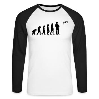 Drone Pilot Evolution Funny Drone Evolution - T-shirt baseball manches longues Homme - blanc/noir - Devant - Nik (191cm)