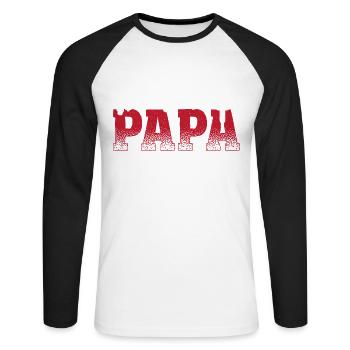 Papa tatoué encré Papa Tatoueur artistique - T-shirt baseball manches longues Homme - blanc/noir - Devant - Nik (191cm)