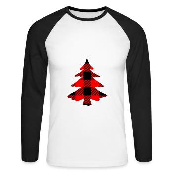 Joyeux Noël Drôle de Chemise de Noël - T-shirt baseball manches longues Homme - blanc/noir - Devant - Nik (191cm)