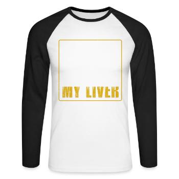 Le chemin vers mon cœur passe par mon foie | - T-shirt baseball manches longues Homme - blanc/noir - Devant - Nik (191cm)