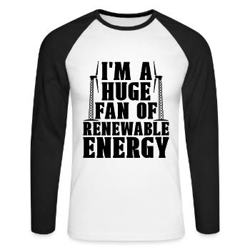 Je suis un grand fan de technicien en turbine d’énergie verte - T-shirt baseball manches longues Homme - blanc/noir - Devant - Nik (191cm)