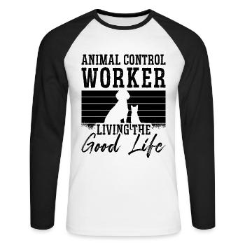 Animal Control Worker Retro Animal Rescue Officer - Unisex Long Sleeve Baseball T-Shirt - white/black - Front - Nik (191cm)