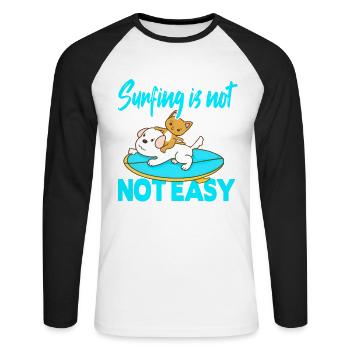 Surfing is not easy - Unisex Long Sleeve Baseball T-Shirt - white/black - Front - Nik (191cm)