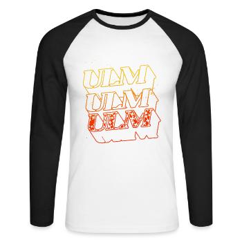 Ulm Deutschland Stadt Skyline Heimat Schrift - Unisex Baseballshirt langarm - Weiß/Schwarz - Vorne - Nik (191cm)