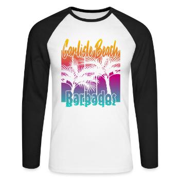 Carlisle Beach Barbade - T-shirt baseball manches longues Homme - blanc/noir - Devant - Nik (191cm)