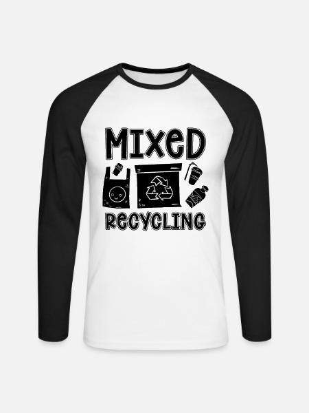 Mixed Recycling Eco Friendly Conservation Recycler - Unisex Long Sleeve Baseball T-Shirt - white/black