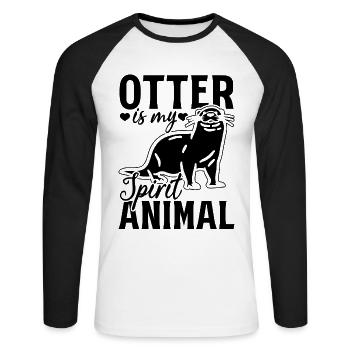 Otter Is My Spirit Animal - Otter Animals Otter - Unisex Baseballshirt langarm - Weiß/Schwarz - Vorne - Nik (191cm)