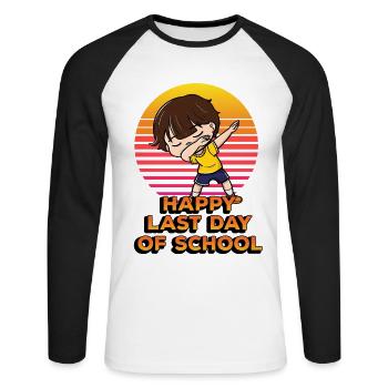 Joyeux dernier jour d’école Drôle de pois - T-shirt baseball manches longues Homme - blanc/noir - Devant - Nik (191cm)