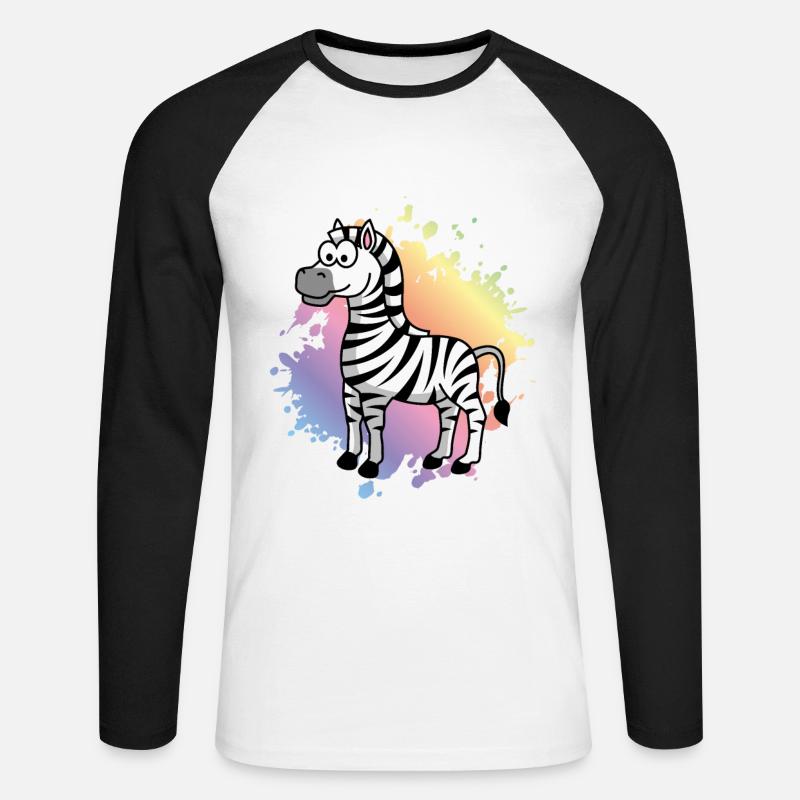 Zebra Comic Tier - Unisex Baseballshirt langarm - Weiß/Schwarz