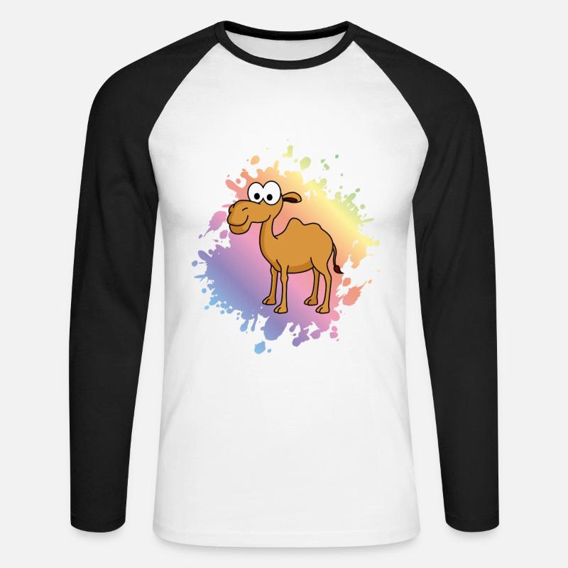 Kamel Comic - Unisex Baseballshirt langarm - Weiß/Schwarz