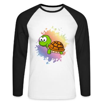 Turtle Comic Animal - Unisex Long Sleeve Baseball T-Shirt - white/black - Front - Nik (191cm)