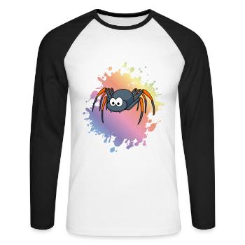 Tarentule Comic Animal - T-shirt baseball manches longues Homme - blanc/noir - Devant - Nik (191cm)