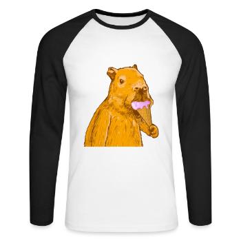 Capybara isst Eis - Unisex Baseballshirt langarm - Weiß/Schwarz - Vorne - Nik (191cm)