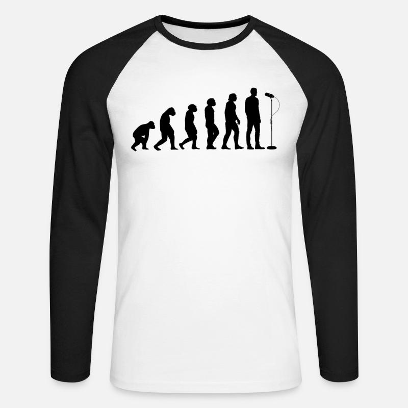 Podcast Evolution Podcaster Podcast Evolution - Unisex Baseballshirt langarm - Weiß/Schwarz