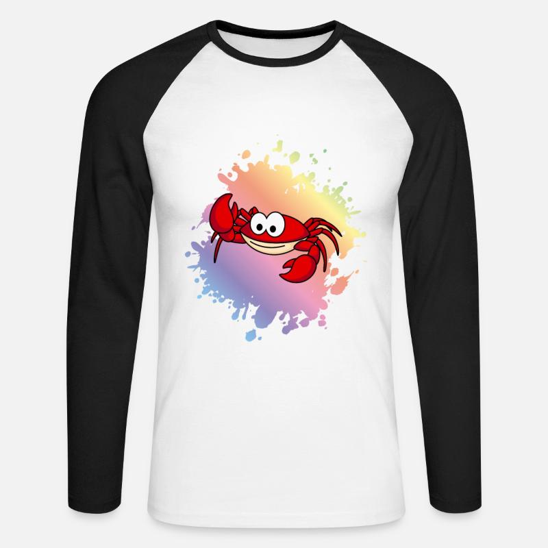 Krabbe Comic Tier - Unisex Baseballshirt langarm - Weiß/Schwarz