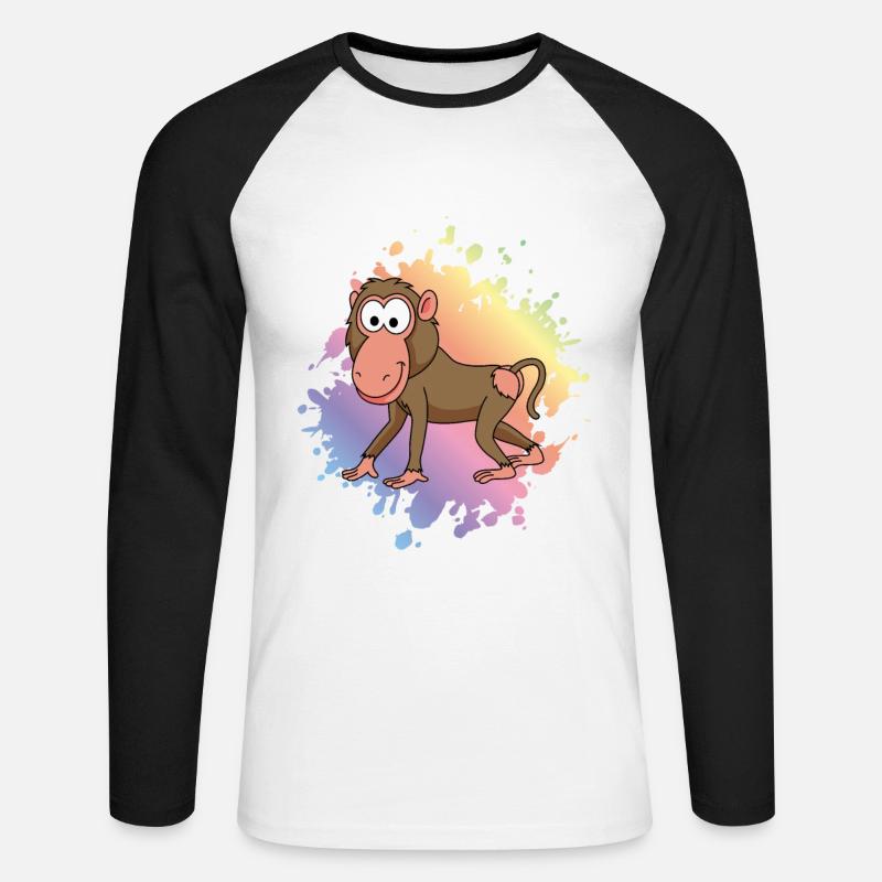 Monkey monkey comic - Unisex Long Sleeve Baseball T-Shirt - white/black