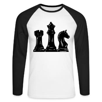 Schachspieler - Unisex Baseballshirt langarm - Weiß/Schwarz - Vorne - Nik (191cm)