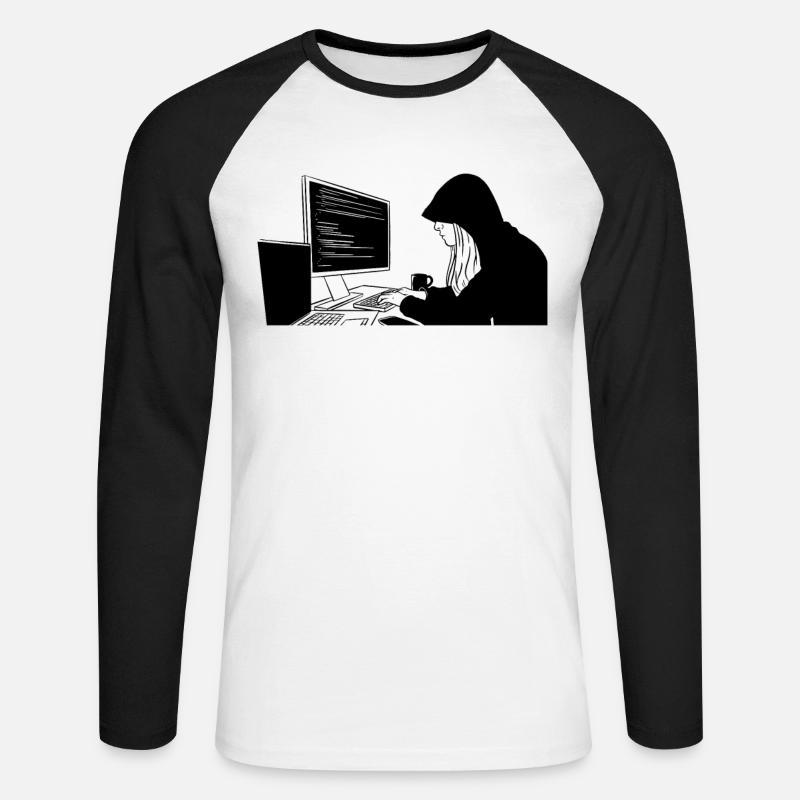 Codage de programmation du programmeur - T-shirt baseball manches longues Homme - blanc/noir