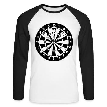 Dartspieler - Unisex Baseballshirt langarm - Weiß/Schwarz - Vorne - Nik (191cm)
