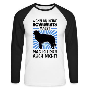 Hovawarts nicht mögen Hofwächter Hovawart - Unisex Baseballshirt langarm - Weiß/Schwarz - Vorne - Nik (191cm)