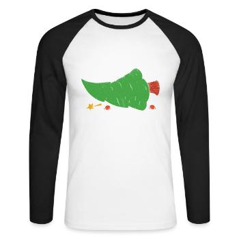 Bücken Sie Sich Und Ich Zeige Ihnen Weihnachten - Unisex Baseballshirt langarm - Weiß/Schwarz - Vorne - Nik (191cm)