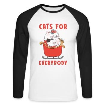 Les chats plus drôles pour tout le monde - T-shirt baseball manches longues Homme - blanc/noir - Devant - Nik (191cm)
