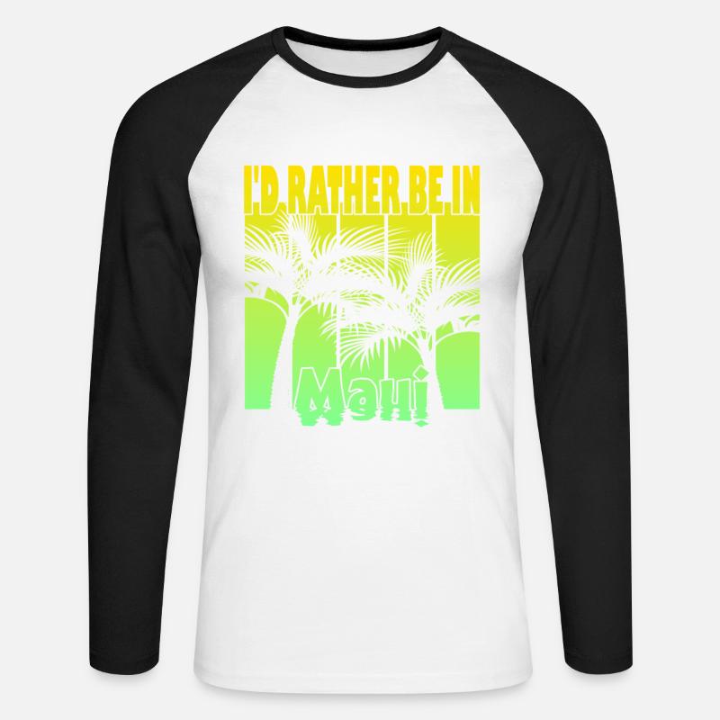 I'd rather be in Maui - Unisex Baseballshirt langarm - Weiß/Schwarz