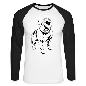 Bulldogge - Unisex Baseballshirt langarm - Weiß/Schwarz - Vorne - Nik (191cm)