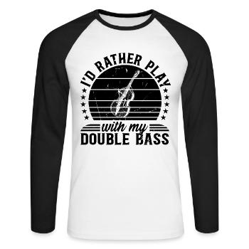 Je préfère jouer avec ma contrebasse - contrebasse - T-shirt baseball manches longues Homme - blanc/noir - Devant - Nik (191cm)