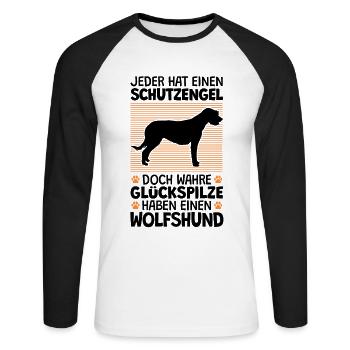 Irischer Wolfshund ist mein Schutzengel - Unisex Baseballshirt langarm - Weiß/Schwarz - Vorne - Nik (191cm)