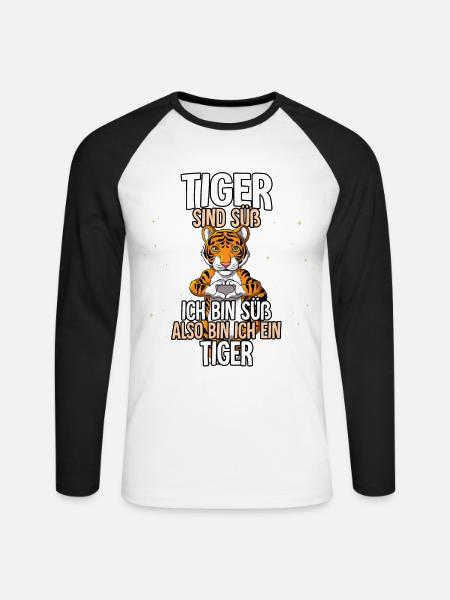 Tiger Sind Süß Tiger - Unisex Baseballshirt langarm - Weiß/Schwarz